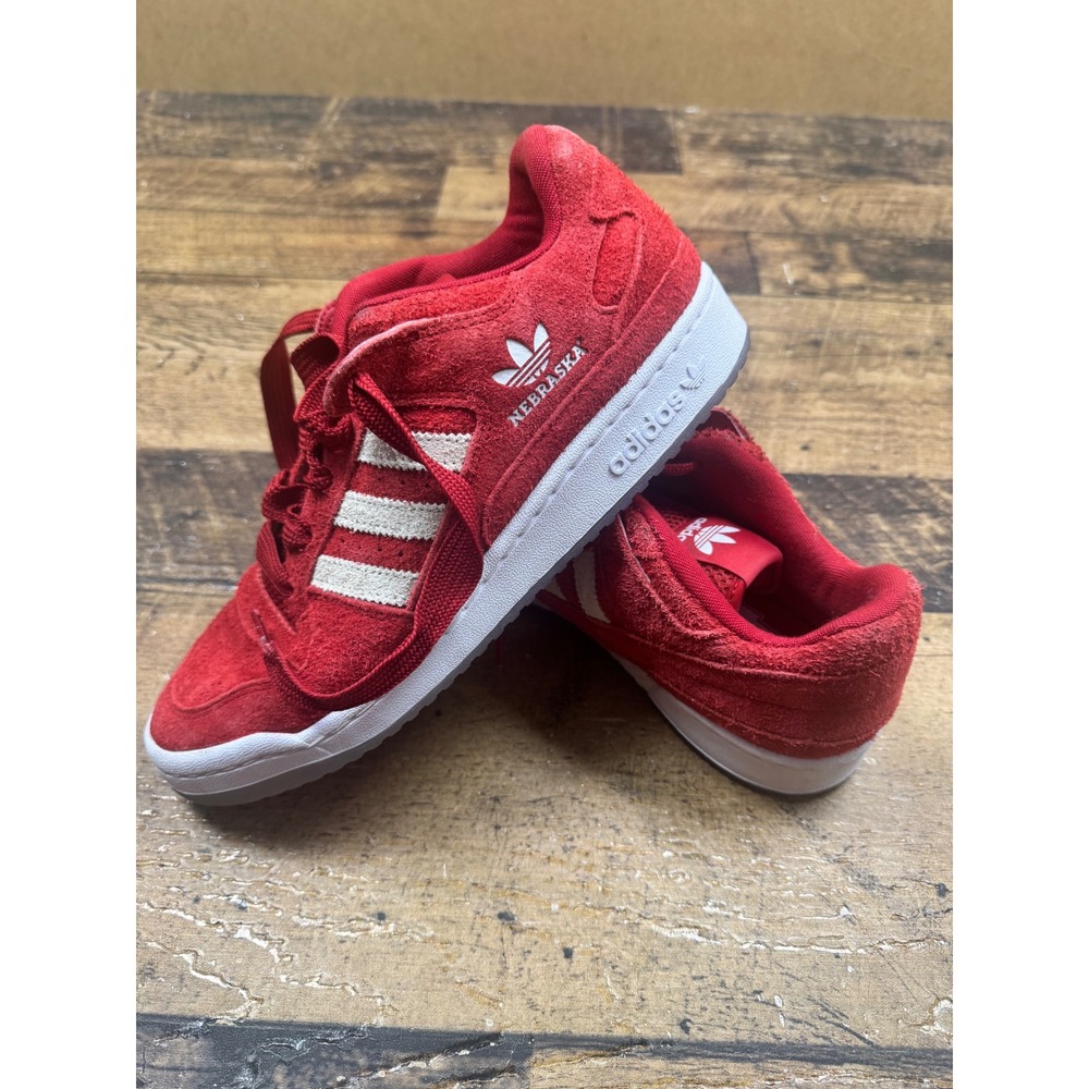 Adidas Forum Low Nebraska Huskers Red White Suede Sneakers HQ7487 Mens 10.5